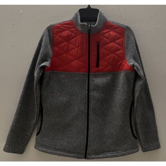 Zyia Women’s Sz Medium Red/Heathered Gray Quilted Ash Cabin Jacket - Picture 1 of 9